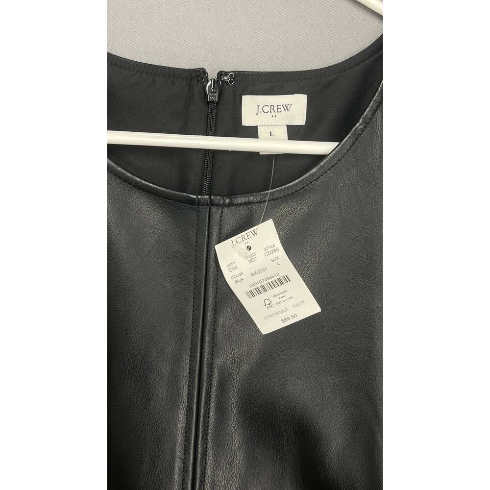 J Crew Vegan Faux Leather Shell Top Tank Sz L Black Sleeveless 90s Moto Edgy NWT - Picture 4 of 9